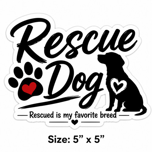 Rescue dog vinyl decal - dog, sticker